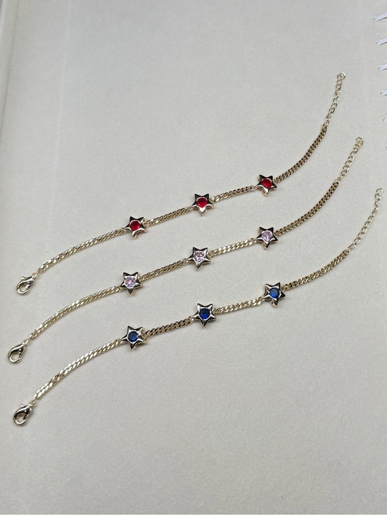 Lauren Lynx Jewelry - BUNDLE Gold Star Bracelet Trio with Red, Pink, and Blue Stones NEW